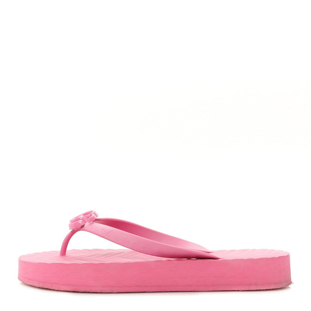 Rubber Chevron Womens GG Thong Sandals 41 Pink Tropical Flower