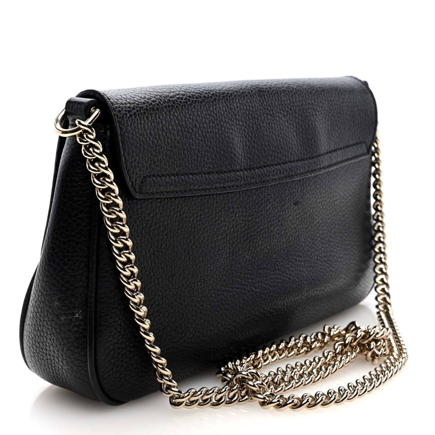 Pebbled Calfskin Medium Soho Flap Crossbody Black