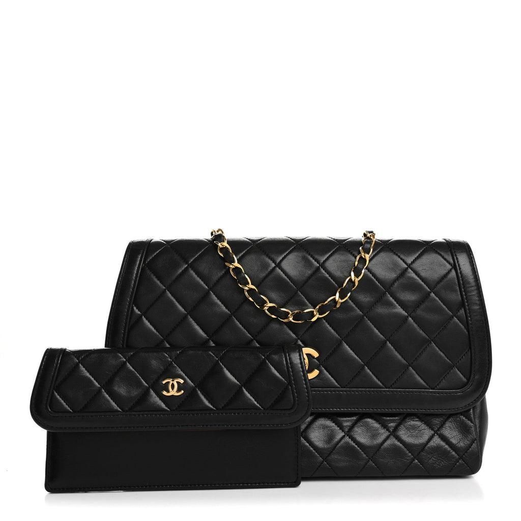 Lambskin Quilted Medium Single Flap Black