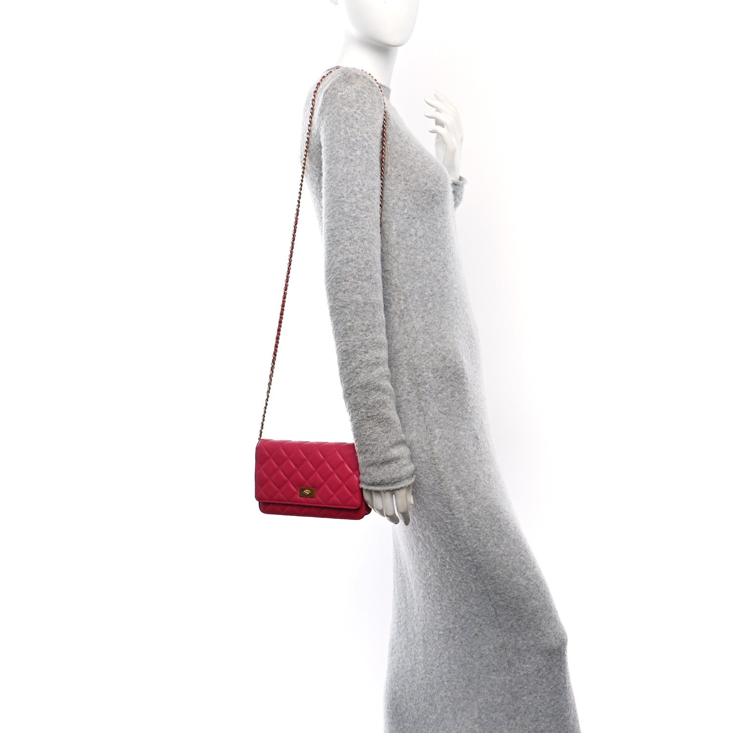 Caviar Quilted 2.55 Reissue Wallet On Chain WOC Dark Pink