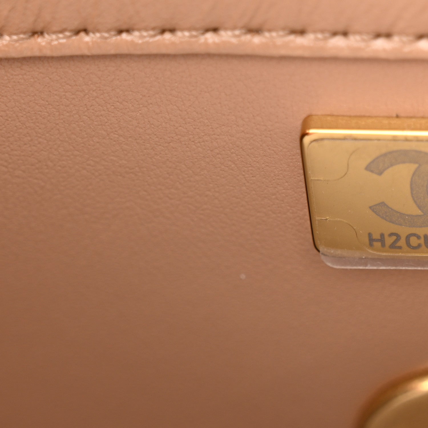 Shiny Calfskin Quilted Small Metal Chain Top Handle Flap Beige