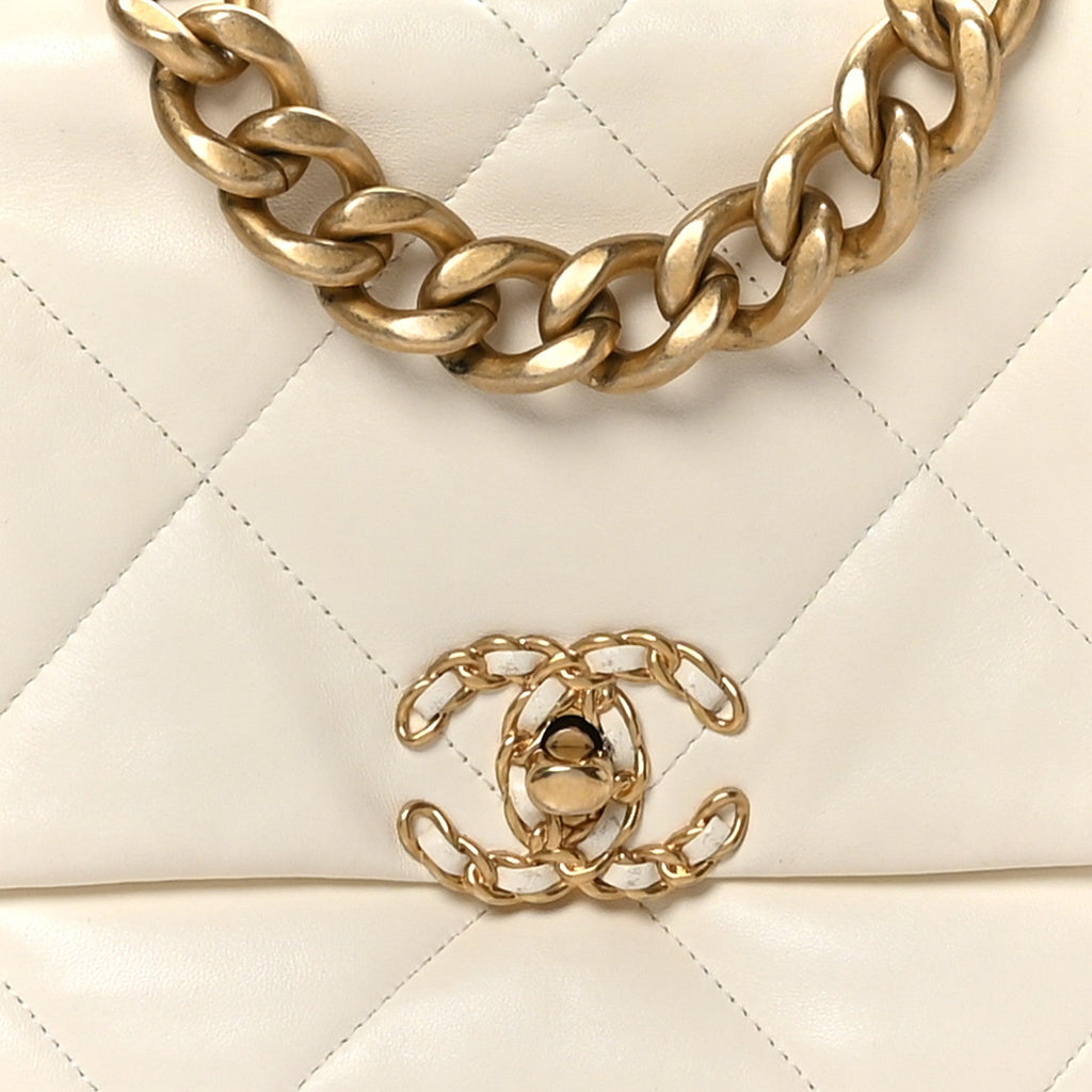 Lambskin Quilted Large Chanel 19 Flap Light Beige