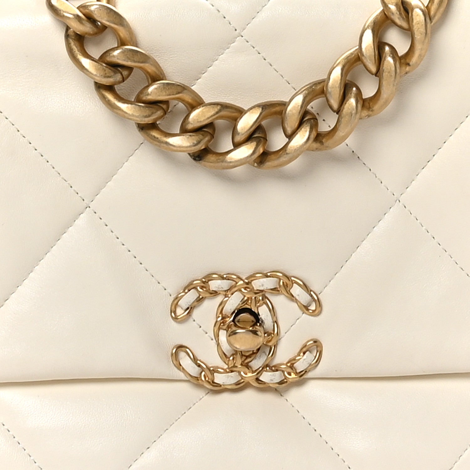 Lambskin Quilted Large Chanel 19 Flap Light Beige