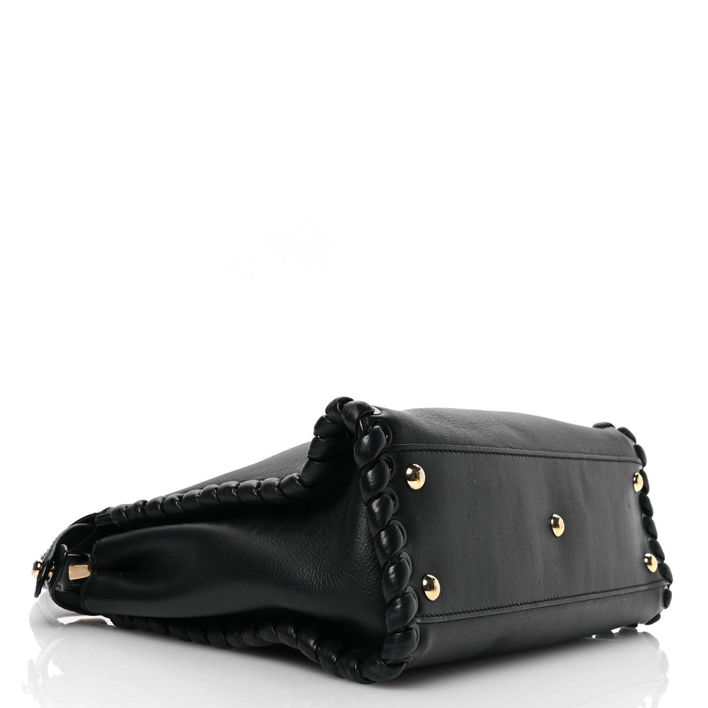 Vitello Seta Lace Up Medium Peekaboo Iconic Satchel Black