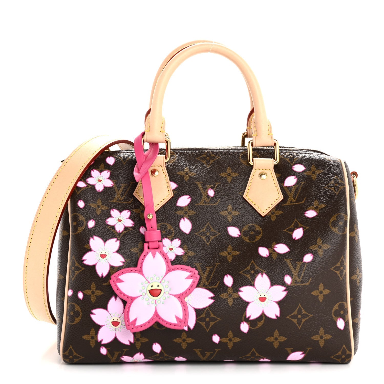 LV X TM Monogram Cherry Blossom Speedy Bandouliere 25 Sakura Brown
