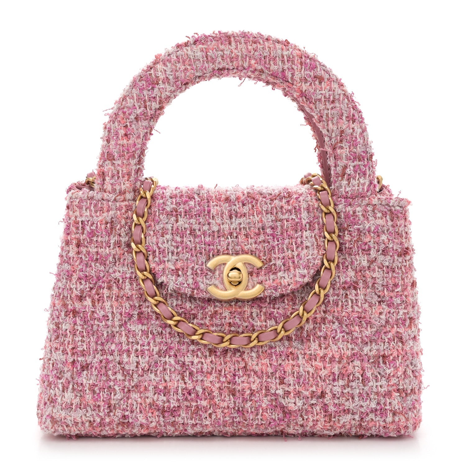 Tweed Quilted Nano Kelly Shopper Pink