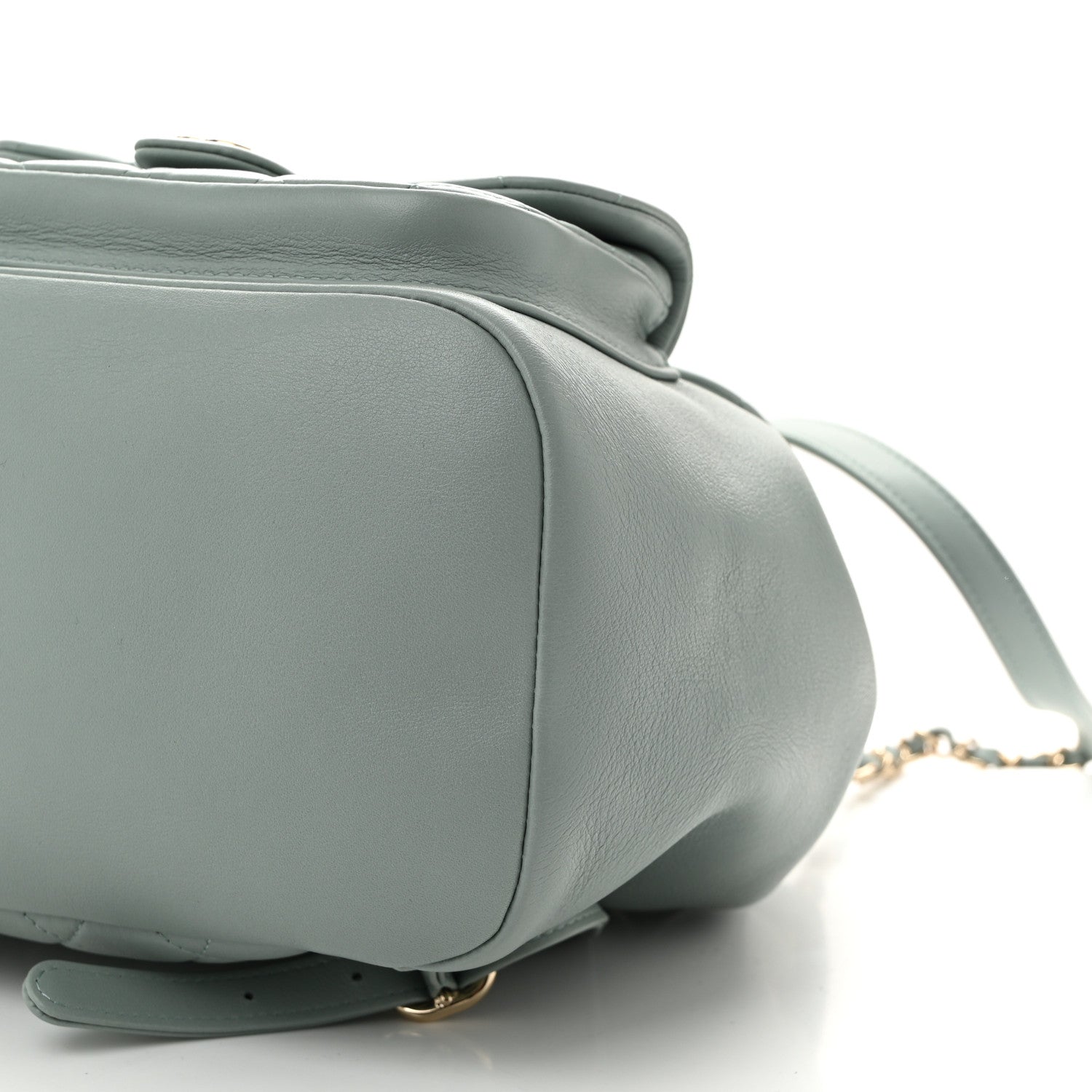 Lambskin Quilted Large Duma Drawstring Backpack Grey