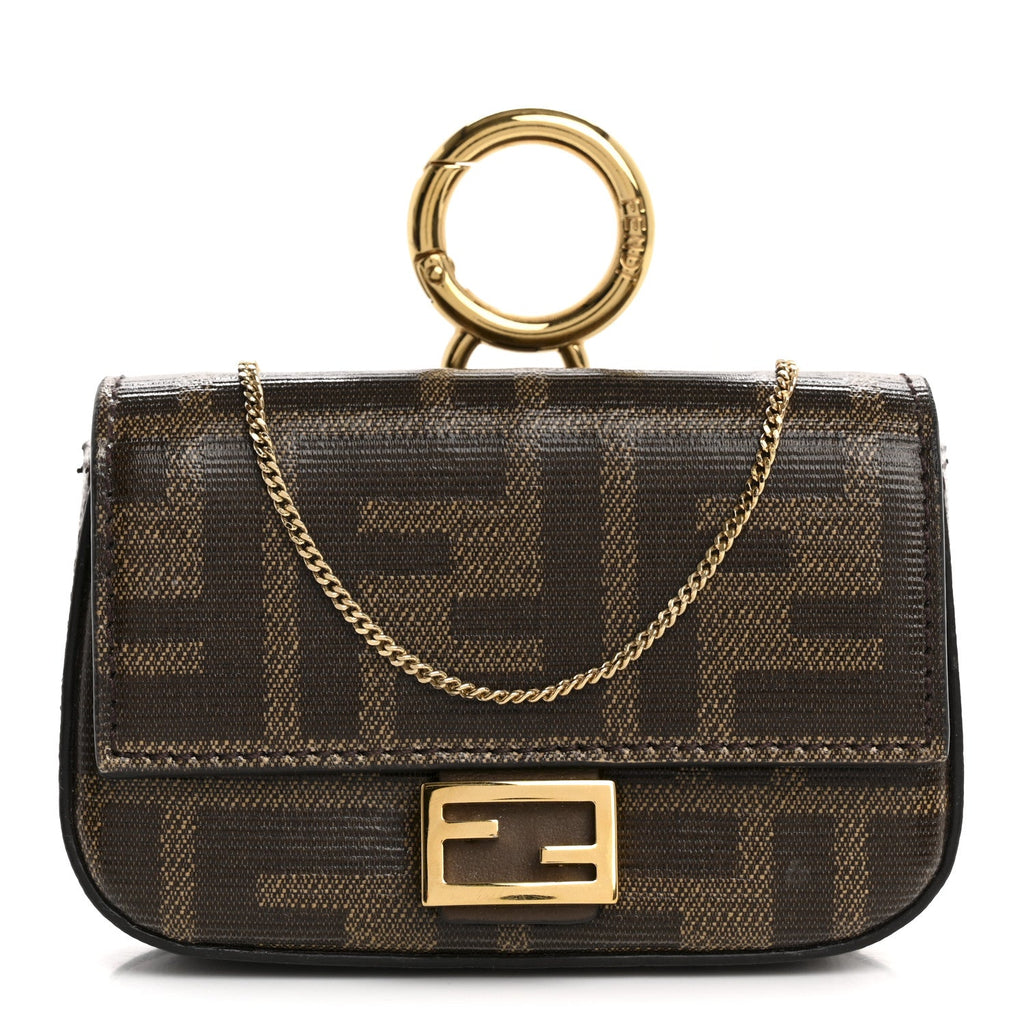 Glazed Fabric FF 1974 Nano Baguette Charm Mogano Panna