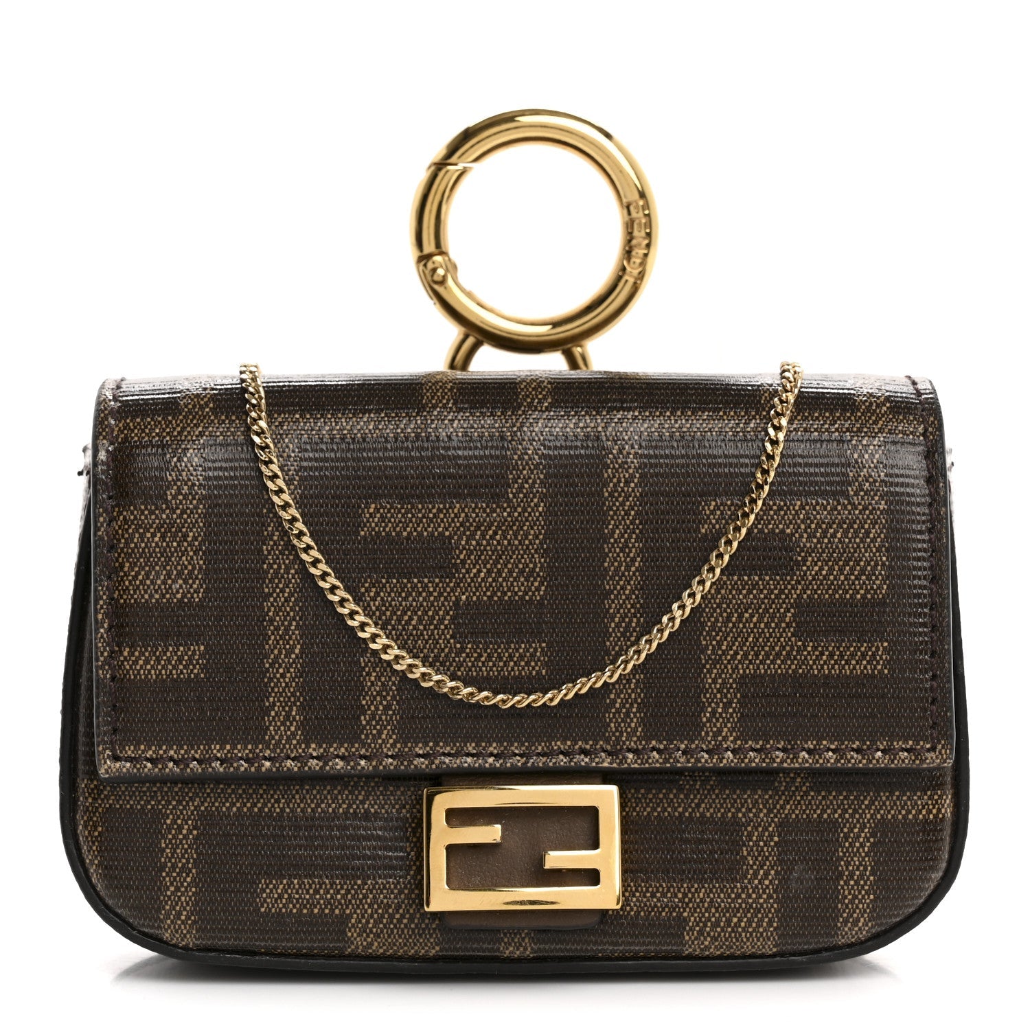 Glazed Fabric FF 1974 Nano Baguette Charm Mogano Panna