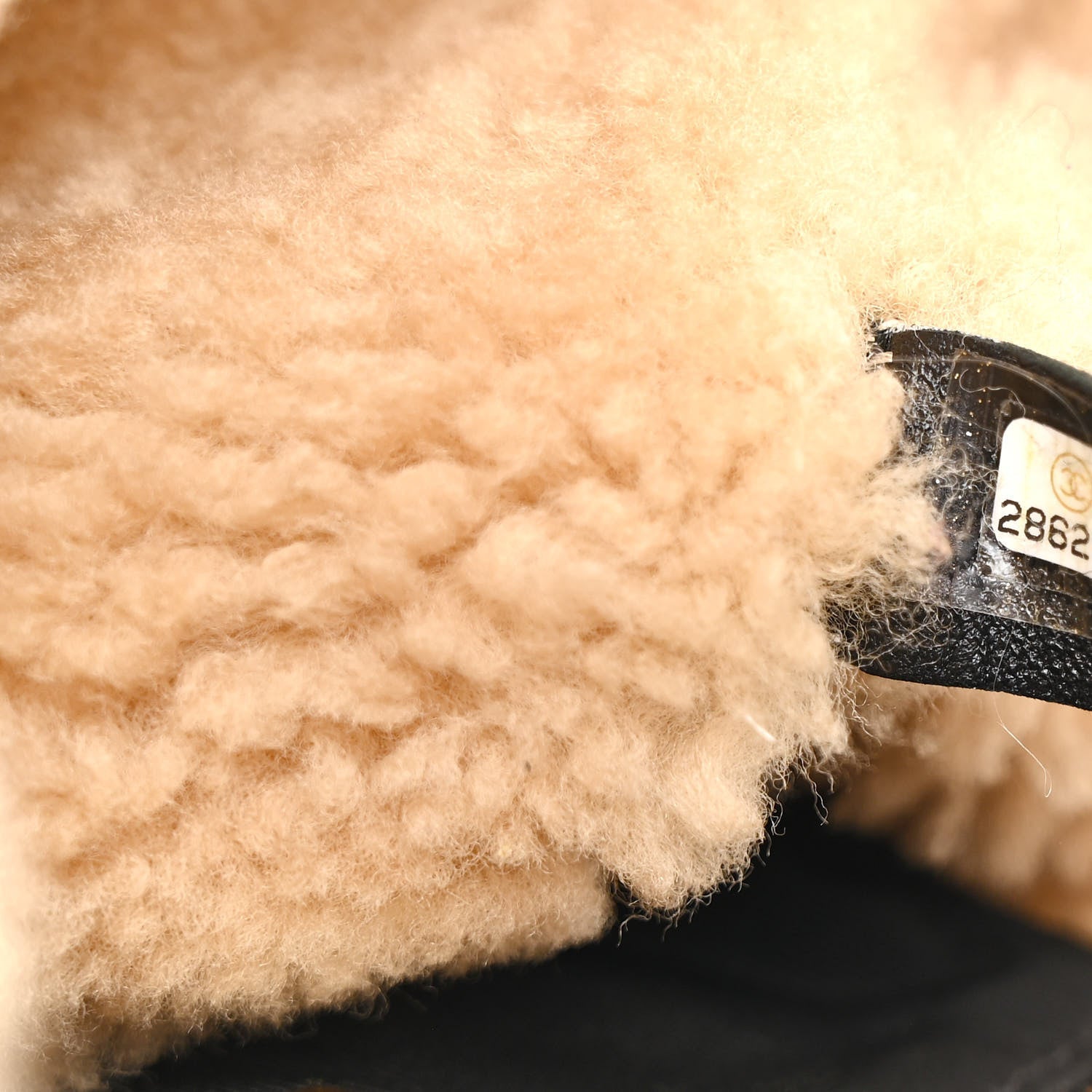 Shiny Crumpled Sheepskin Shearling CC Mania Flap Bag Black Beige