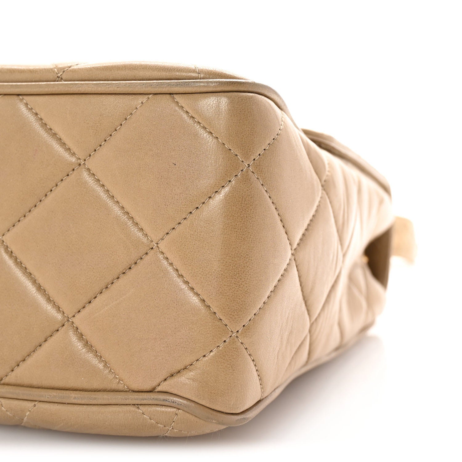 Lambskin Quilted Medium Square Flap Bag Beige