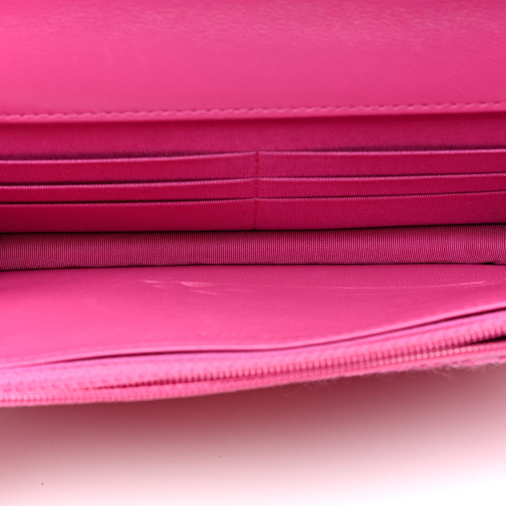 Wool Tweed Lambskin Quilted Chanel 19 Wallet On Chain WOC and Coin Purse  Fuchsia