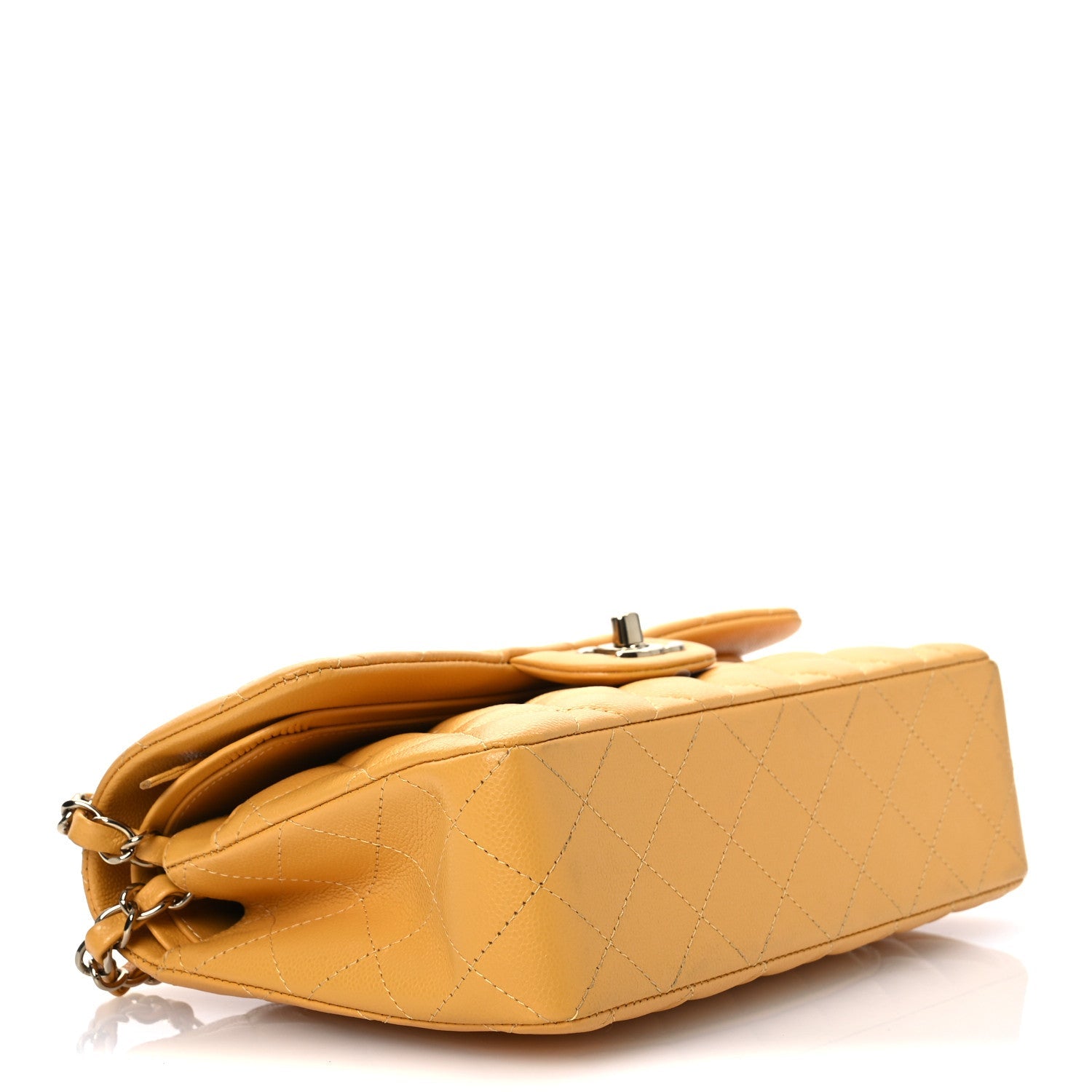 Caviar Quilted Small Double Flap Yellow