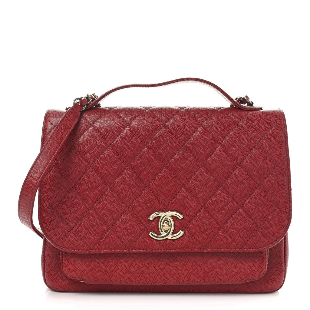 Caviar Quilted Large Business Affinity Flap Red