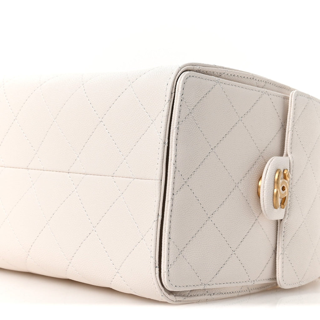 Caviar Quilted Small Chanel 25 Handbag White