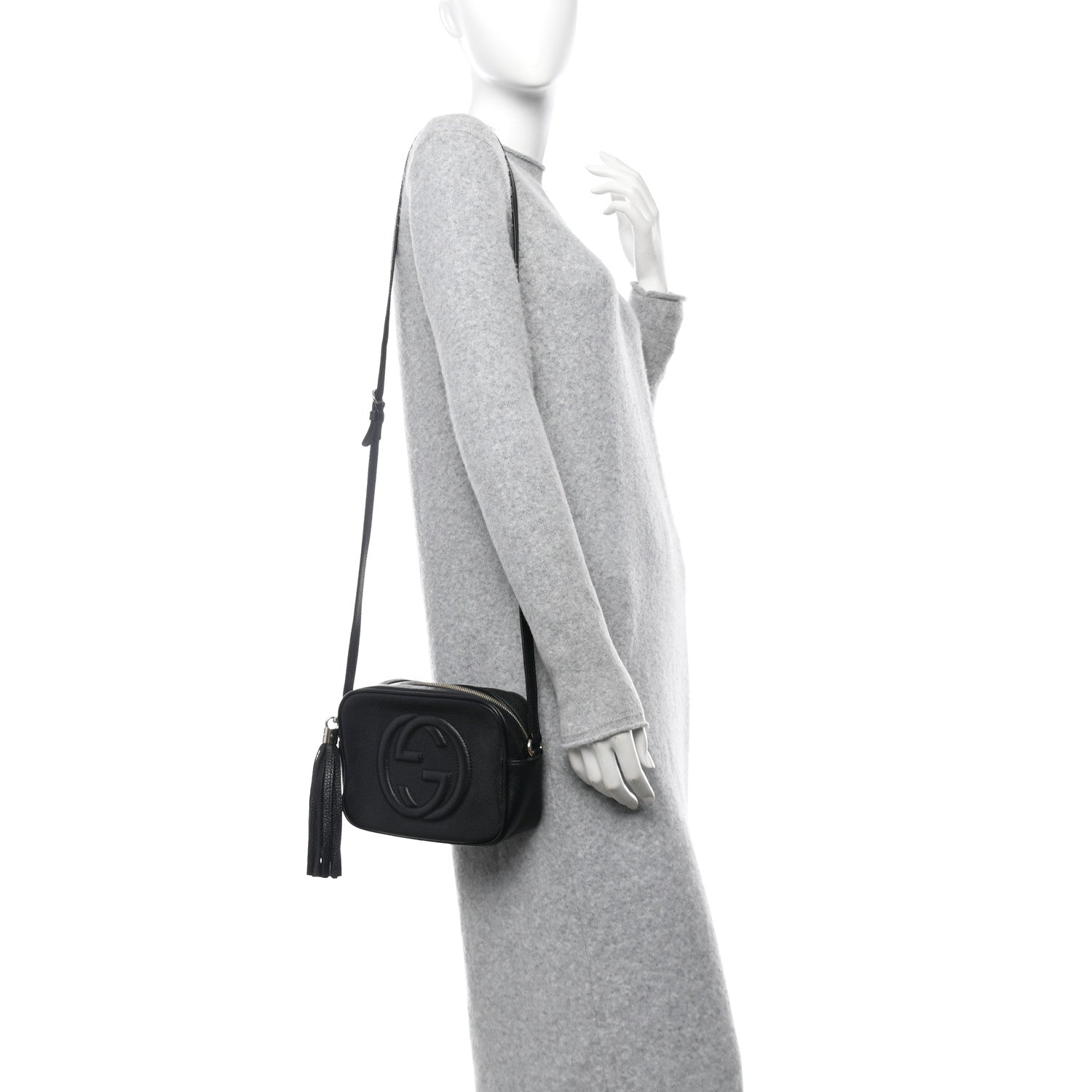 Pebbled Calfskin Small Soho Disco Bag Black