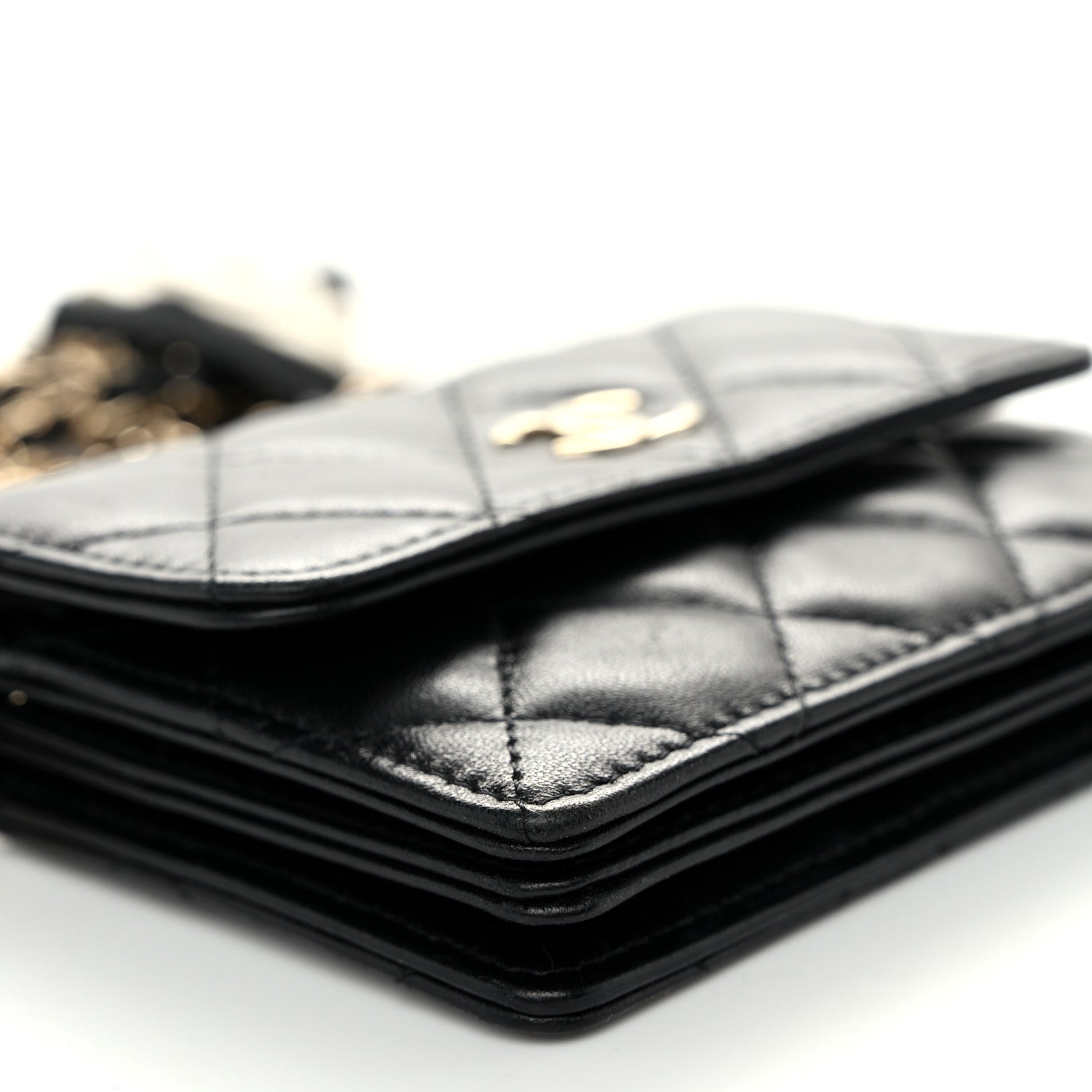 Lambskin Quilted My Chanel Lady  Holder On Chain Black