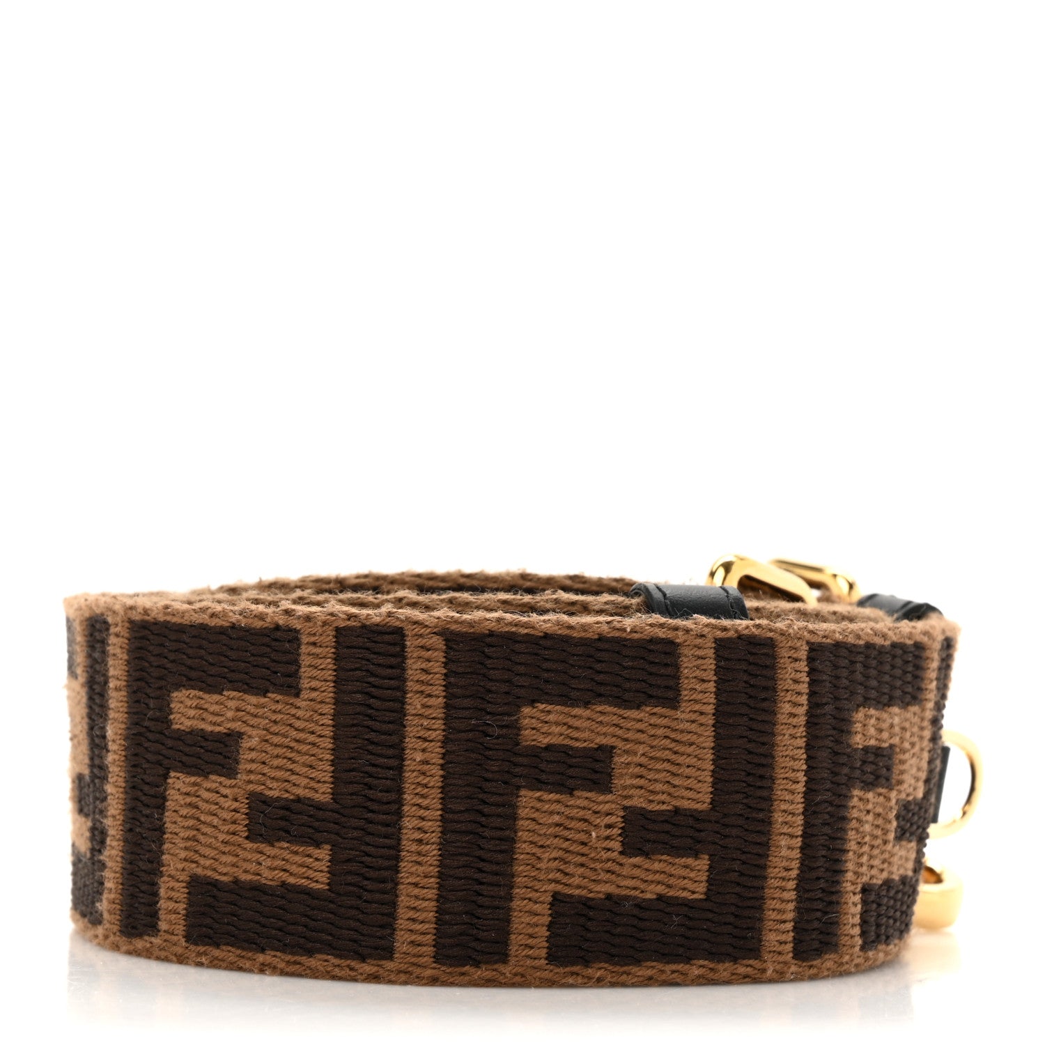 Ribbon Vitello Century FF 1974 Flat Studded Strap You Fango Marrone Ebano