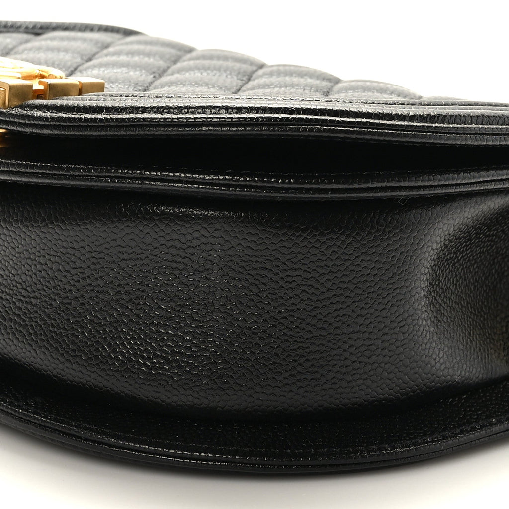 Caviar Quilted Small Boy Messenger Bag Black