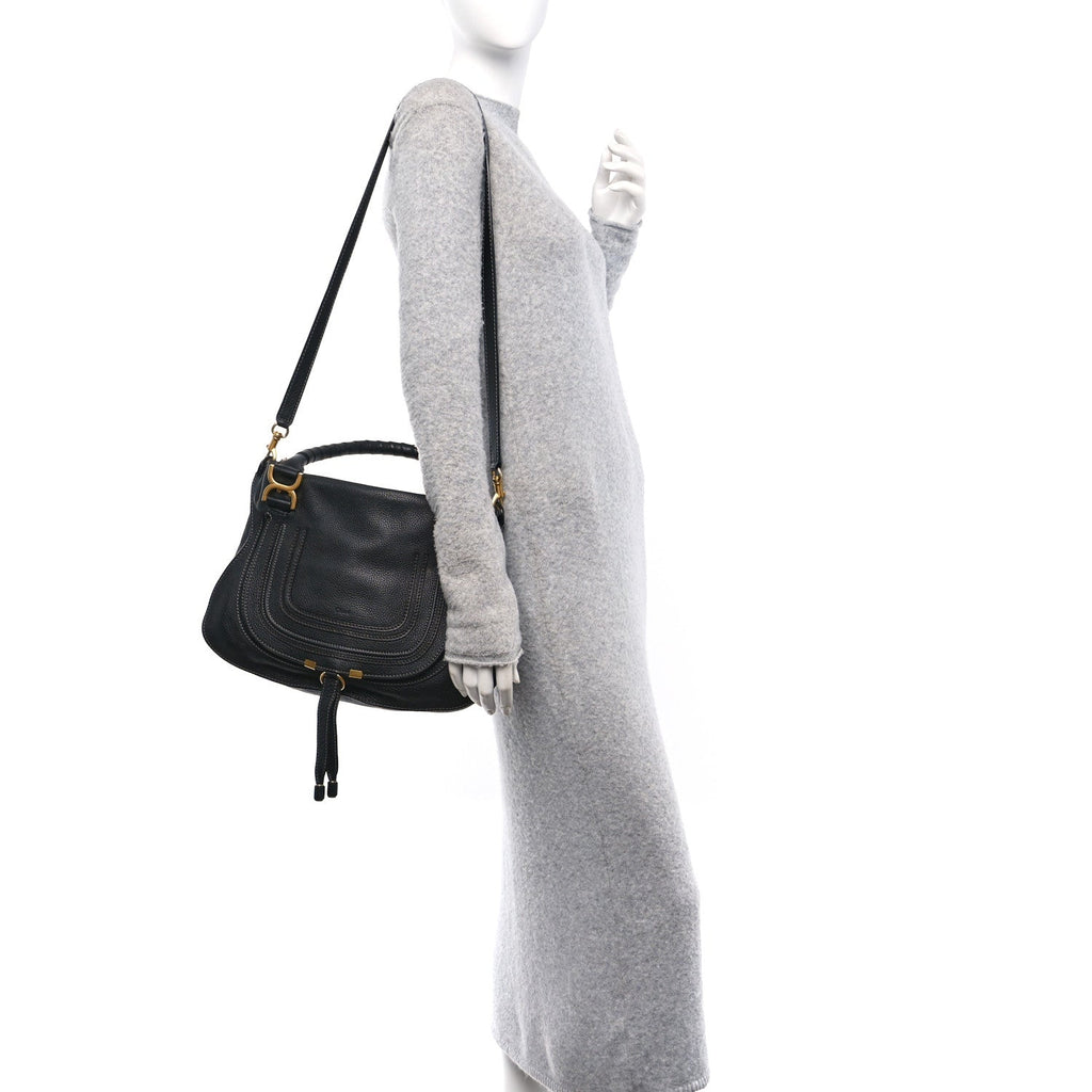 Calfskin Medium Marcie Satchel Black