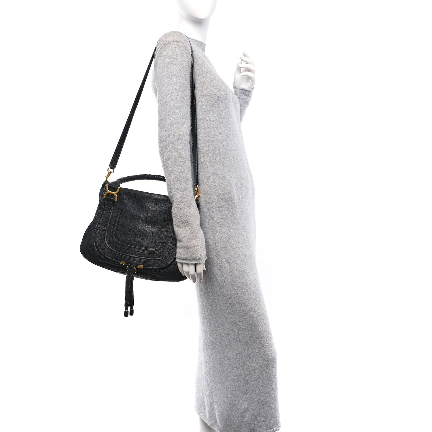 Calfskin Medium Marcie Satchel Black