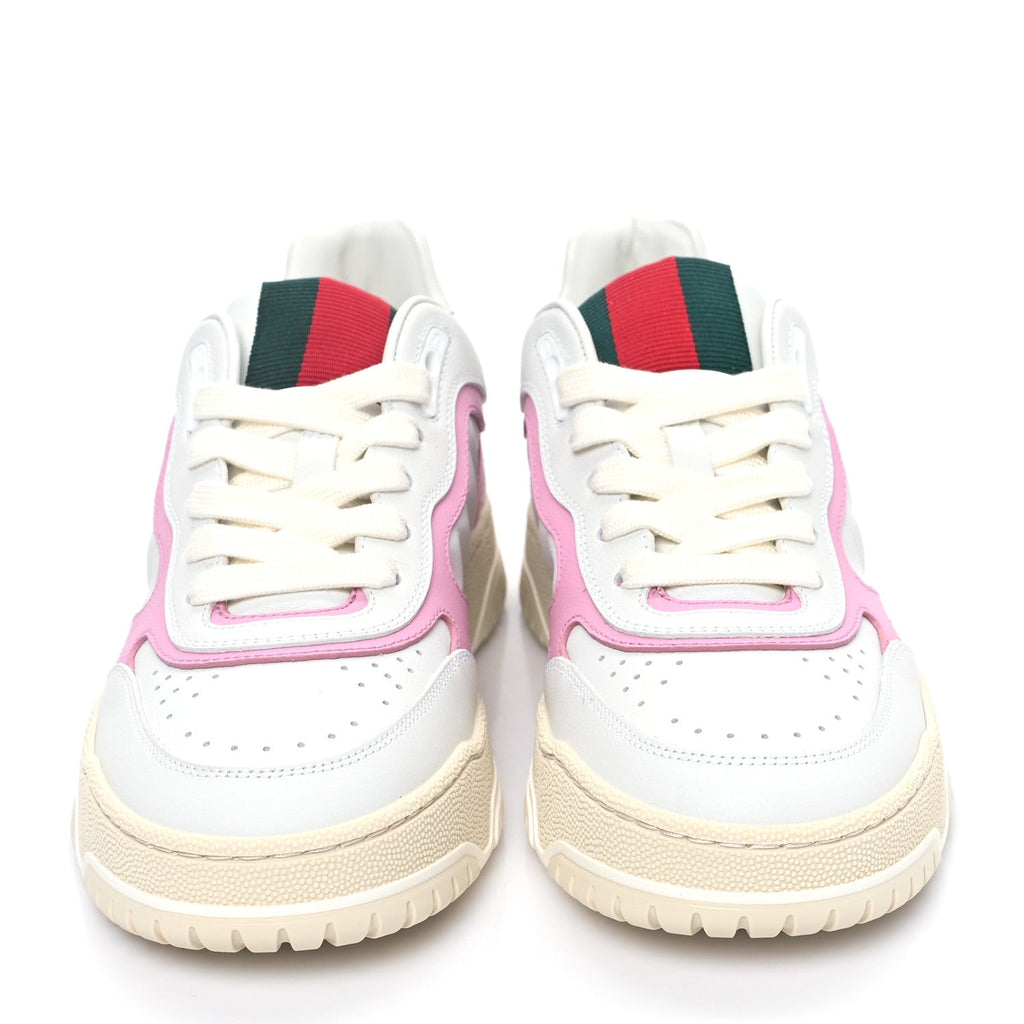 Calfskin Womens Re-Web Sneakers 37 White Pink