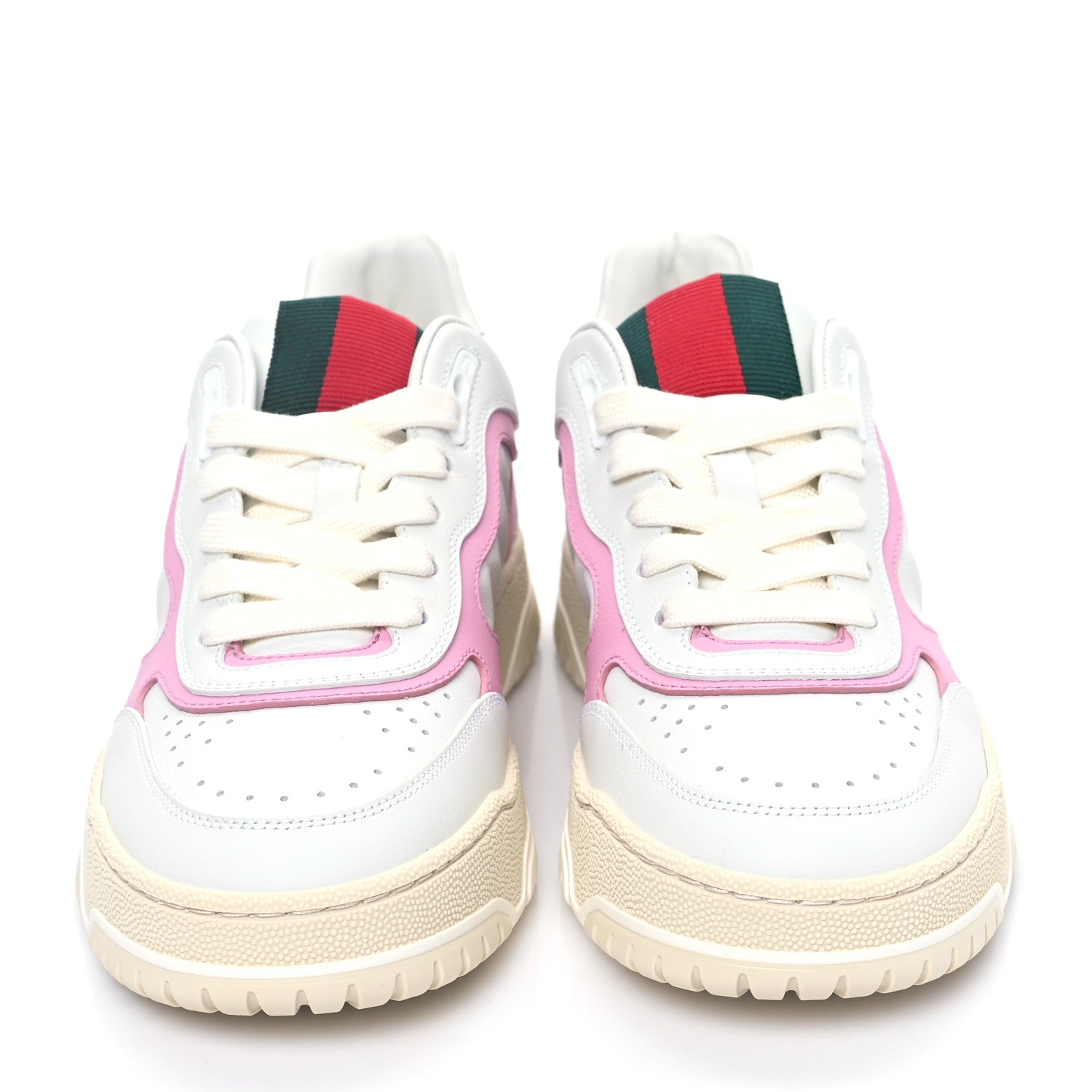 Calfskin Womens Re-Web Sneakers 37 White Pink