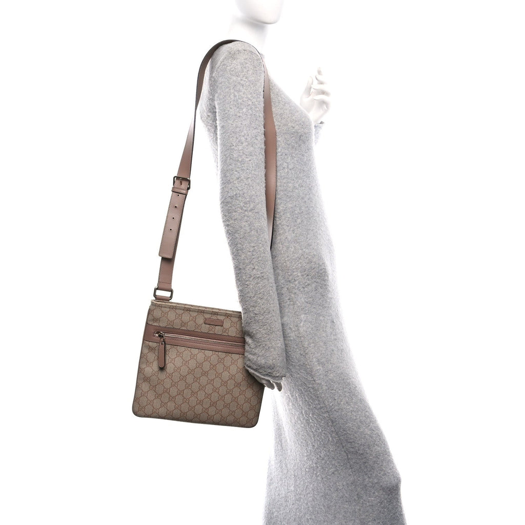 GG Supreme Monogram Selleria Calfskin Small Flat Messenger Bag Pink