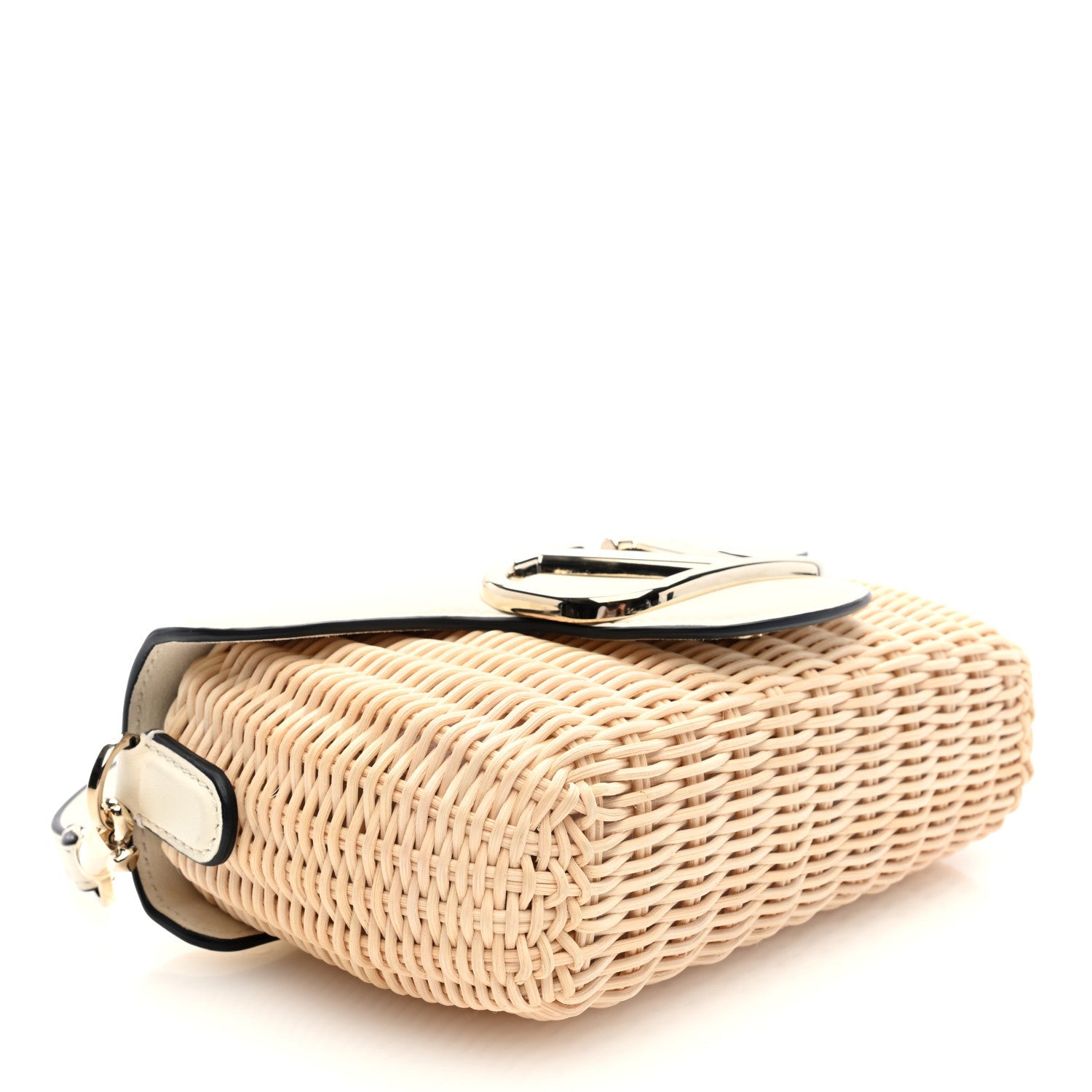 Wicker Calfskin Vlogo Small Loco Shoulder Bag Natural Ivory