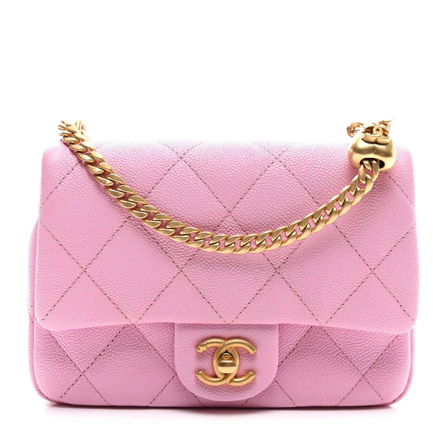 Caviar Quilted Mini Sweetheart Flap Lilac