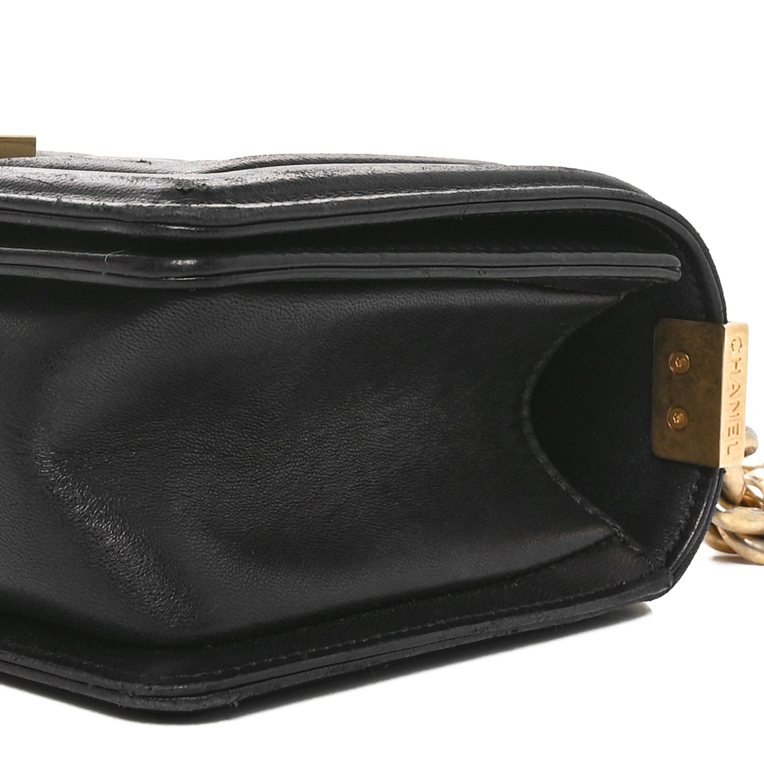 Lambskin Quilted Small Boy Flap Black