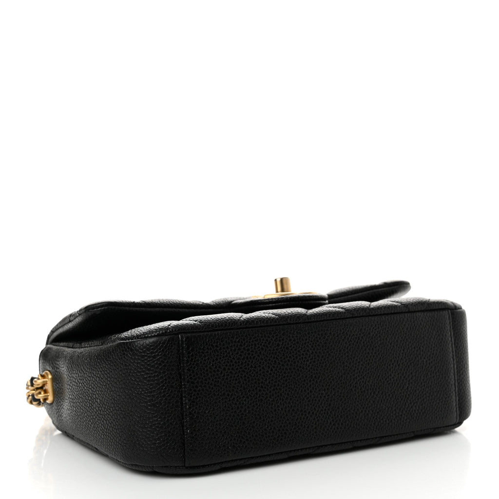 Caviar Quilted Chain Soul Flap Black