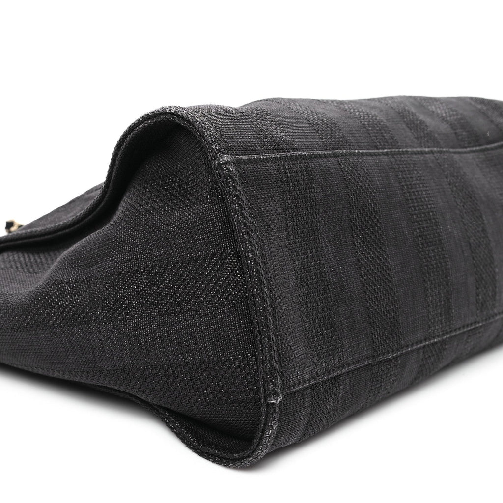 Mixed Fibers Calfskin Striped Medium Deauville Black
