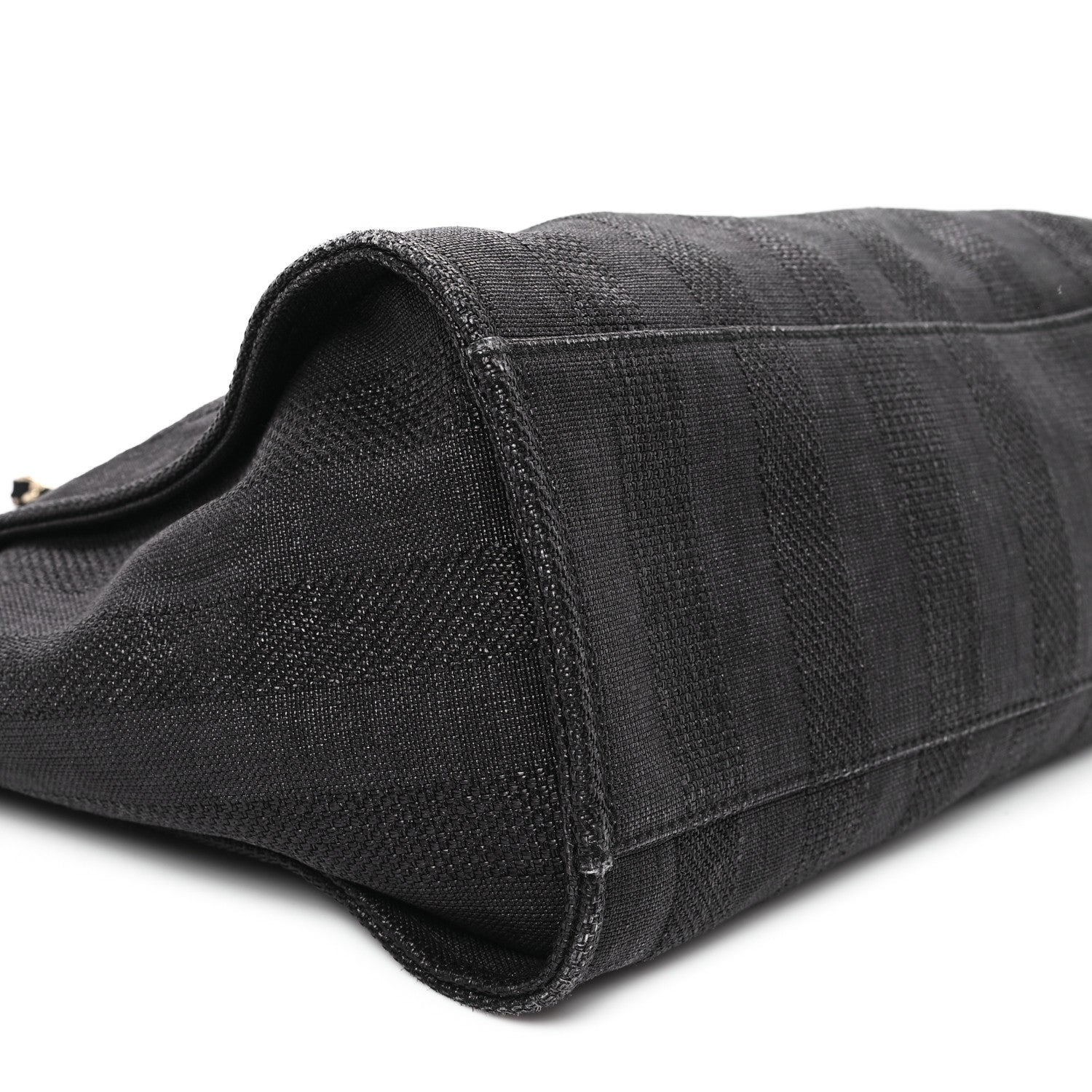 Mixed Fibers Calfskin Striped Medium Deauville Black