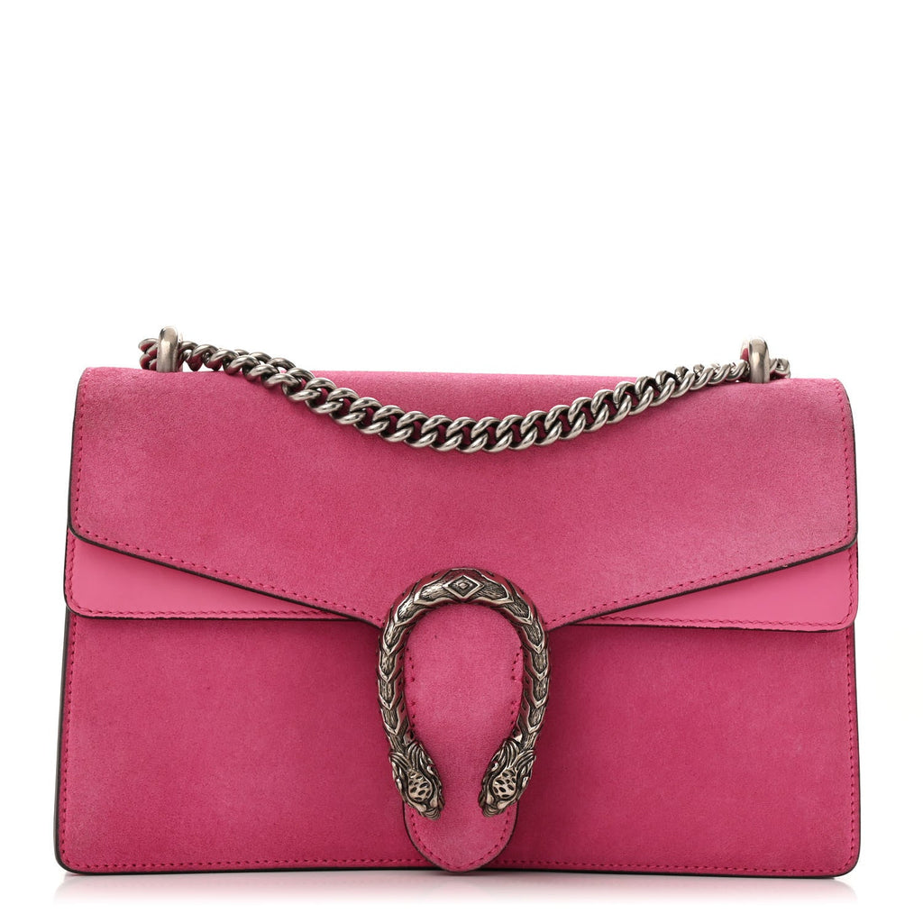 Suede Cudu Vitello Velvet Small Dionysus Shoulder Bag Pink Tropical Flower
