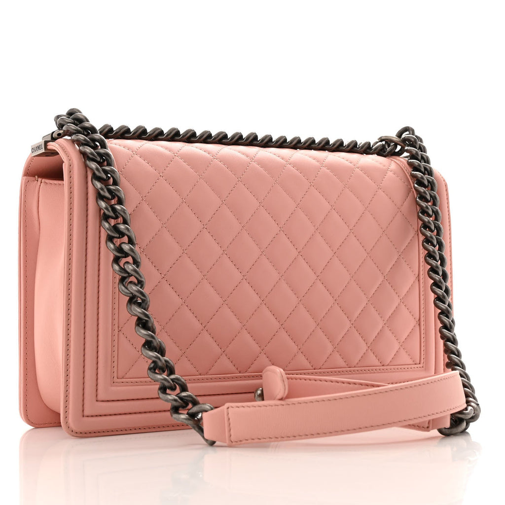 Lambskin Quilted New Medium Boy Flap Light Pink