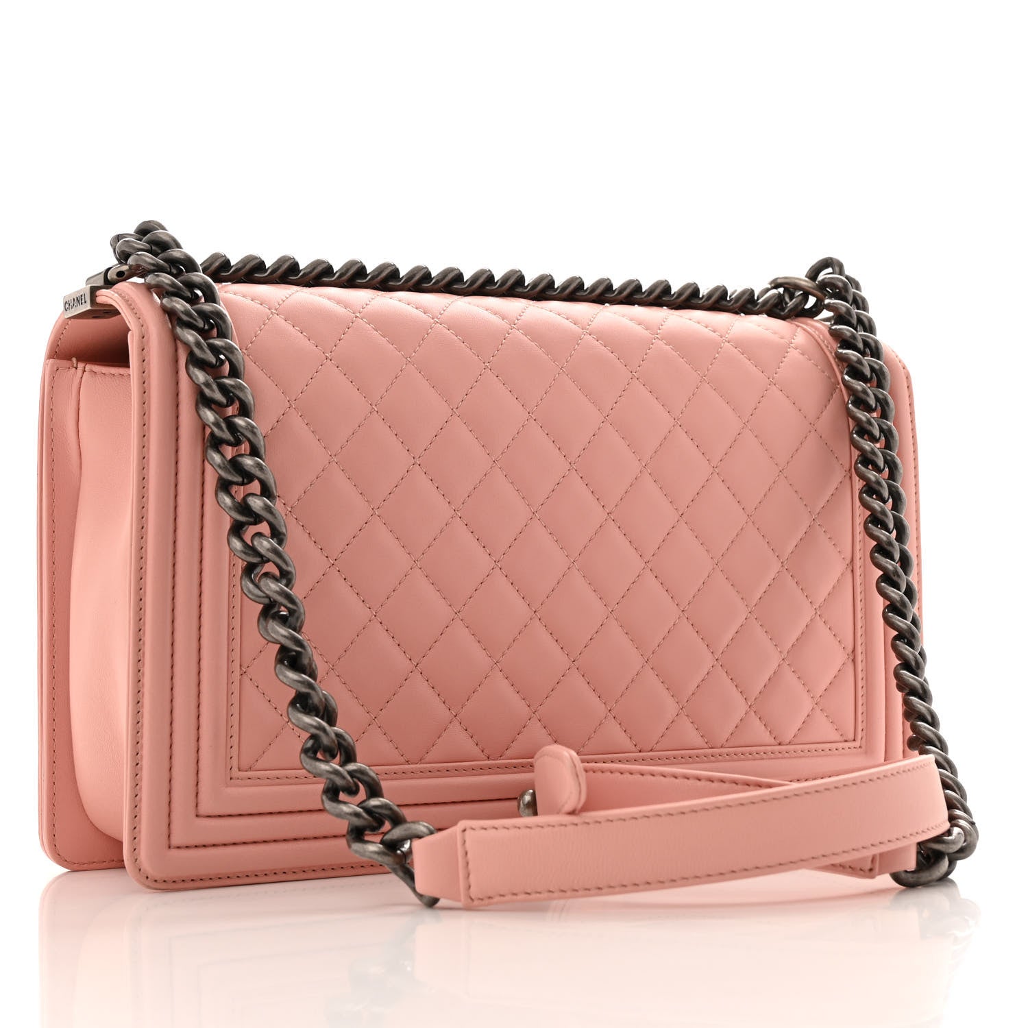 Lambskin Quilted New Medium Boy Flap Light Pink
