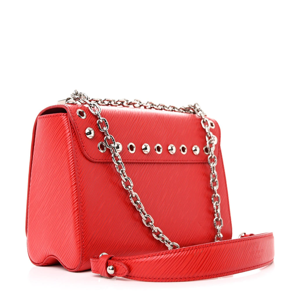 Epi Studded Twist Shoulder Bag MM Coquelicot