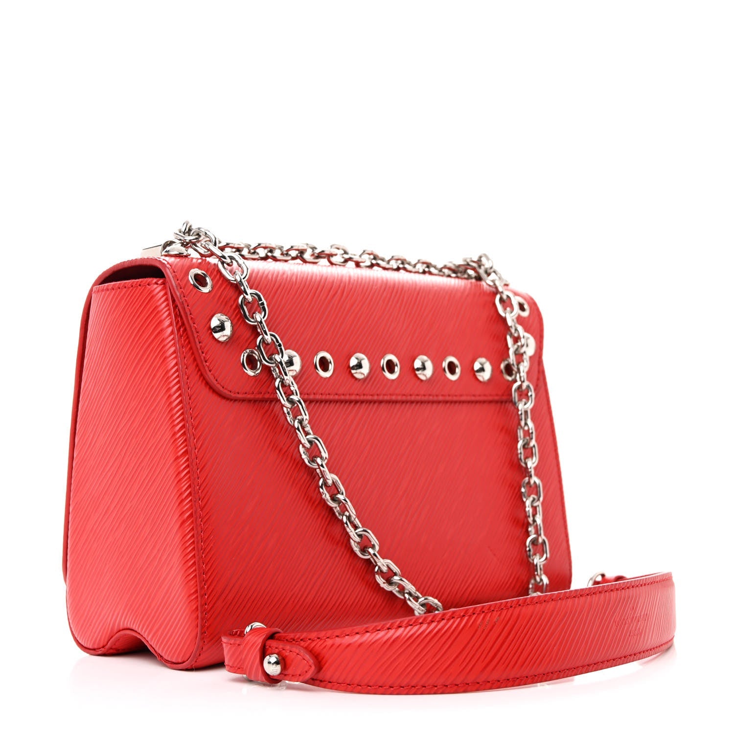 Epi Studded Twist Shoulder Bag MM Coquelicot