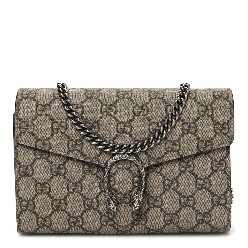 GG Supreme Monogram Mini Dionysus Chain Wallet Beige Black
