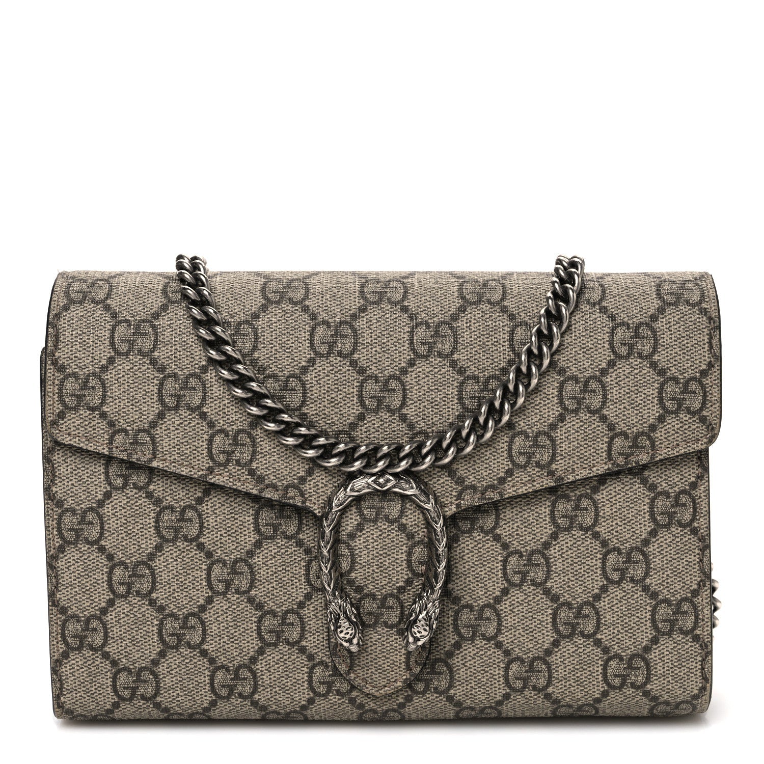 GG Supreme Monogram Mini Dionysus Chain Wallet Beige Black