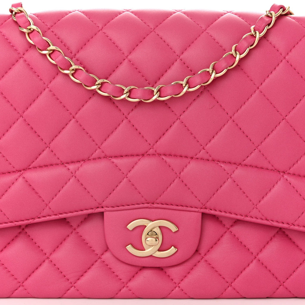Lambskin Quilted Medium Mademoiselle Chic Flap Fuchsia