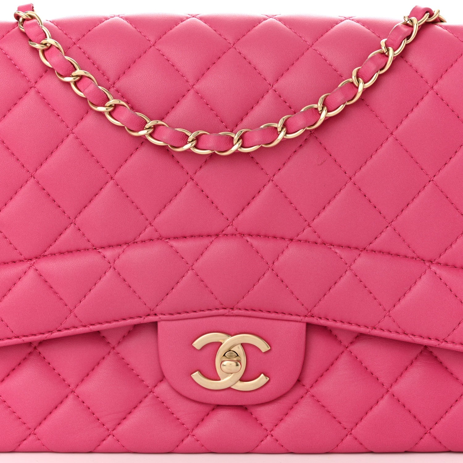 Lambskin Quilted Medium Mademoiselle Chic Flap Fuchsia