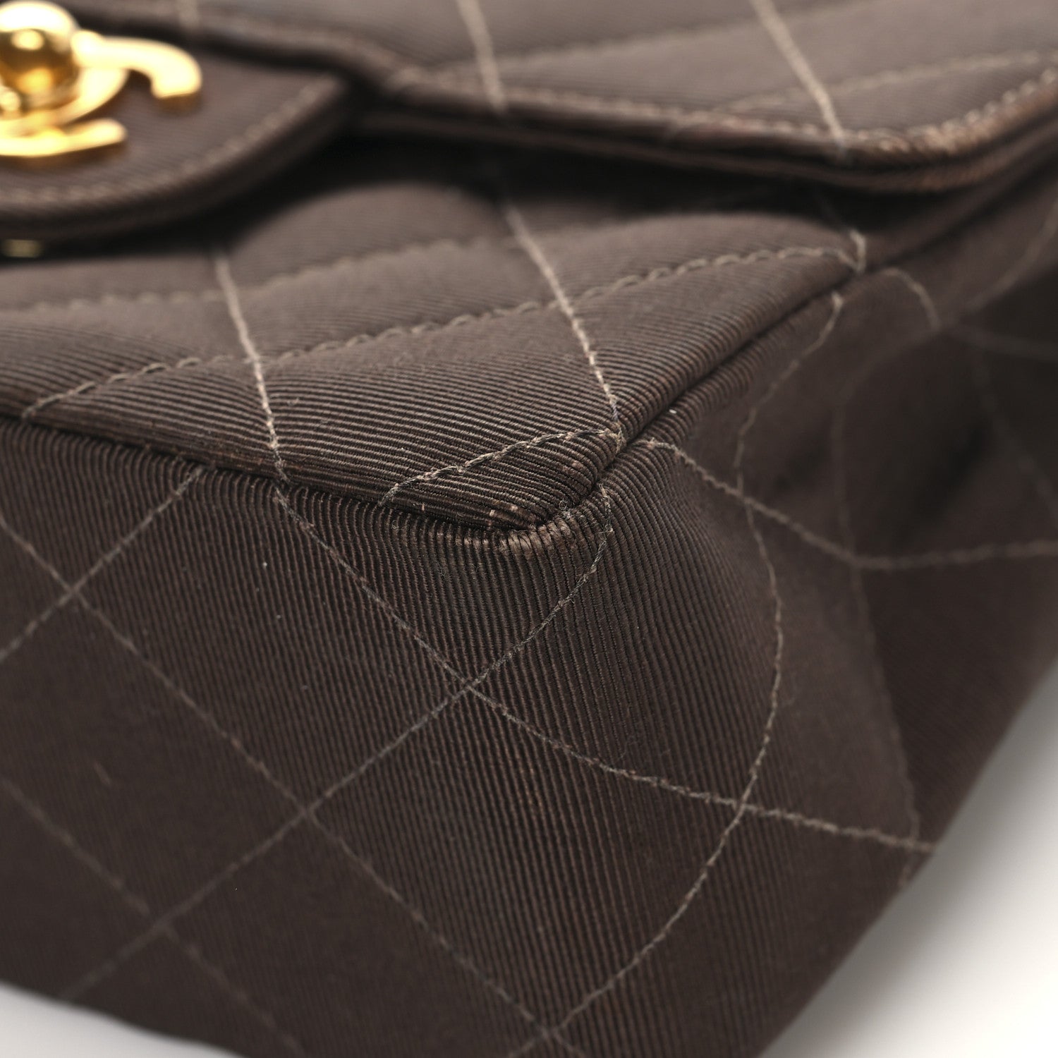 Grosgrain Quilted Mini Square Flap Brown