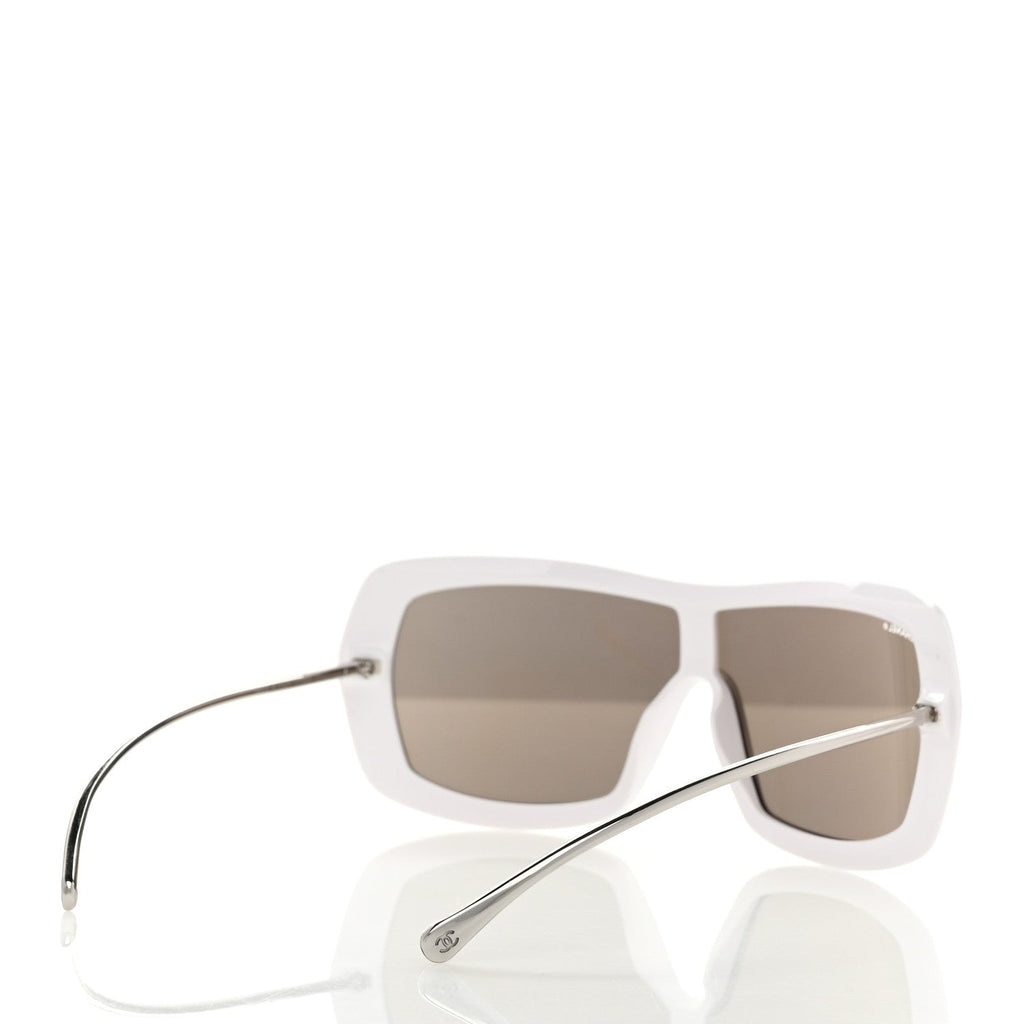 Acetate Metal Shield Sunglasses 71336A White