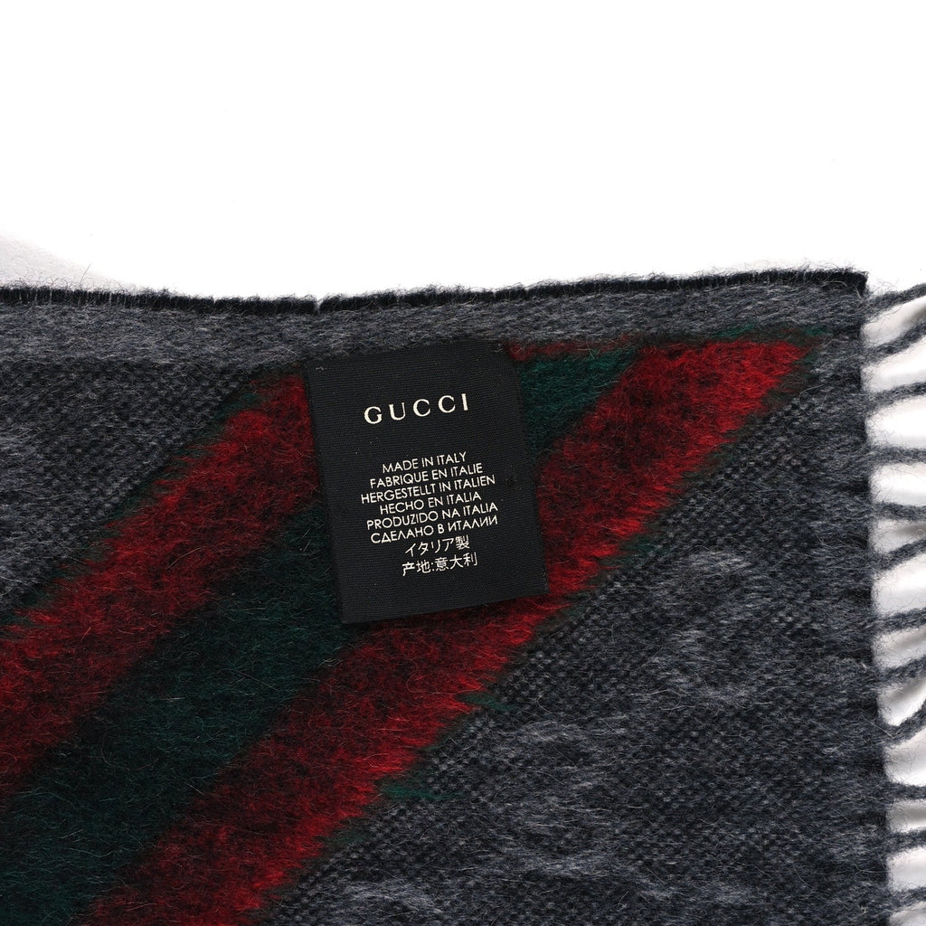 Wool Alpaca Monogram Web New Nikky Scarf Grey