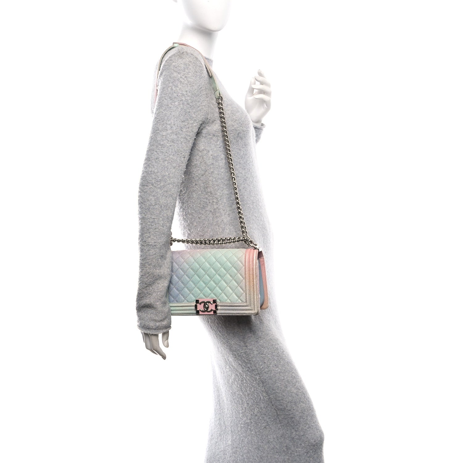 Caviar Quilted Medium Cuba Rainbow Boy Flap Pink Multicolor
