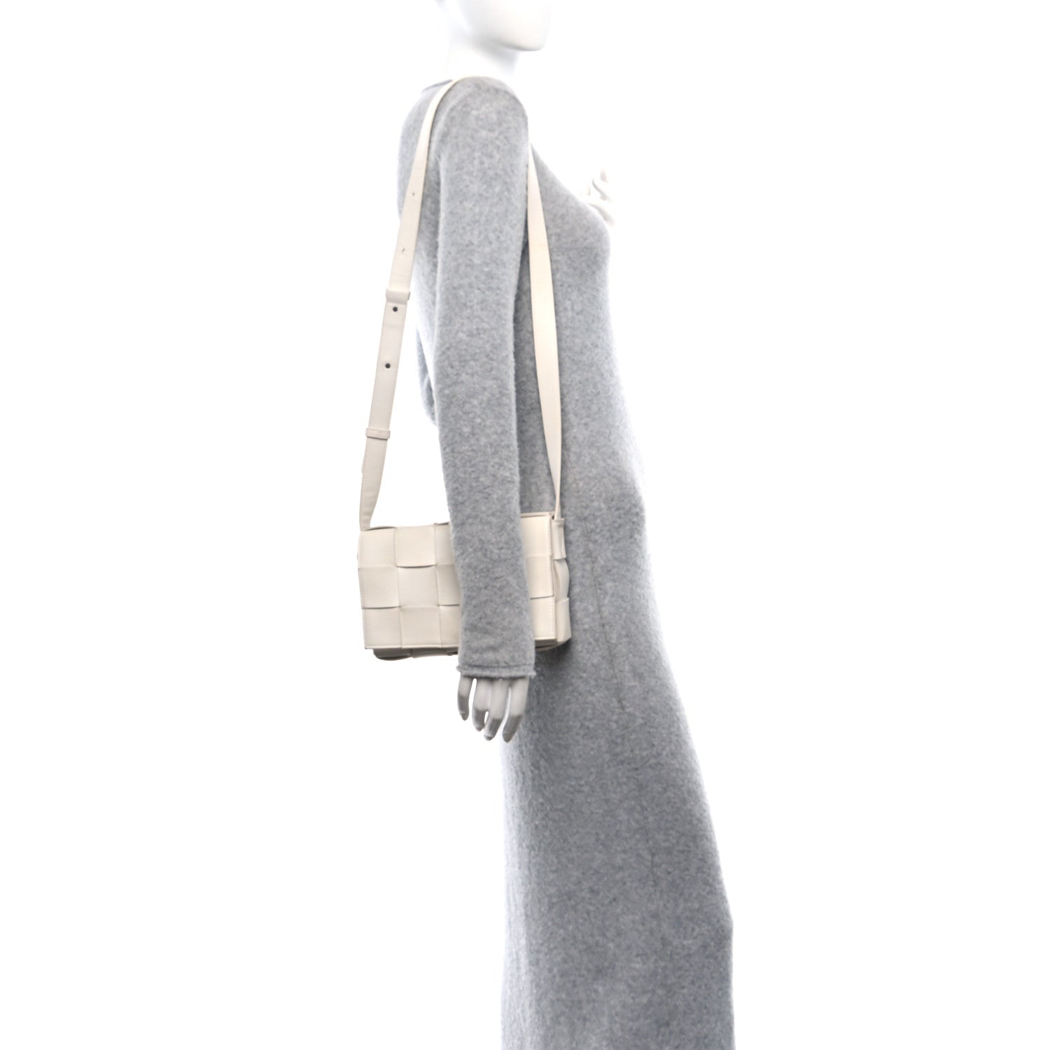 Lambskin Maxi Intrecciato Cassette Crossbody Bag White