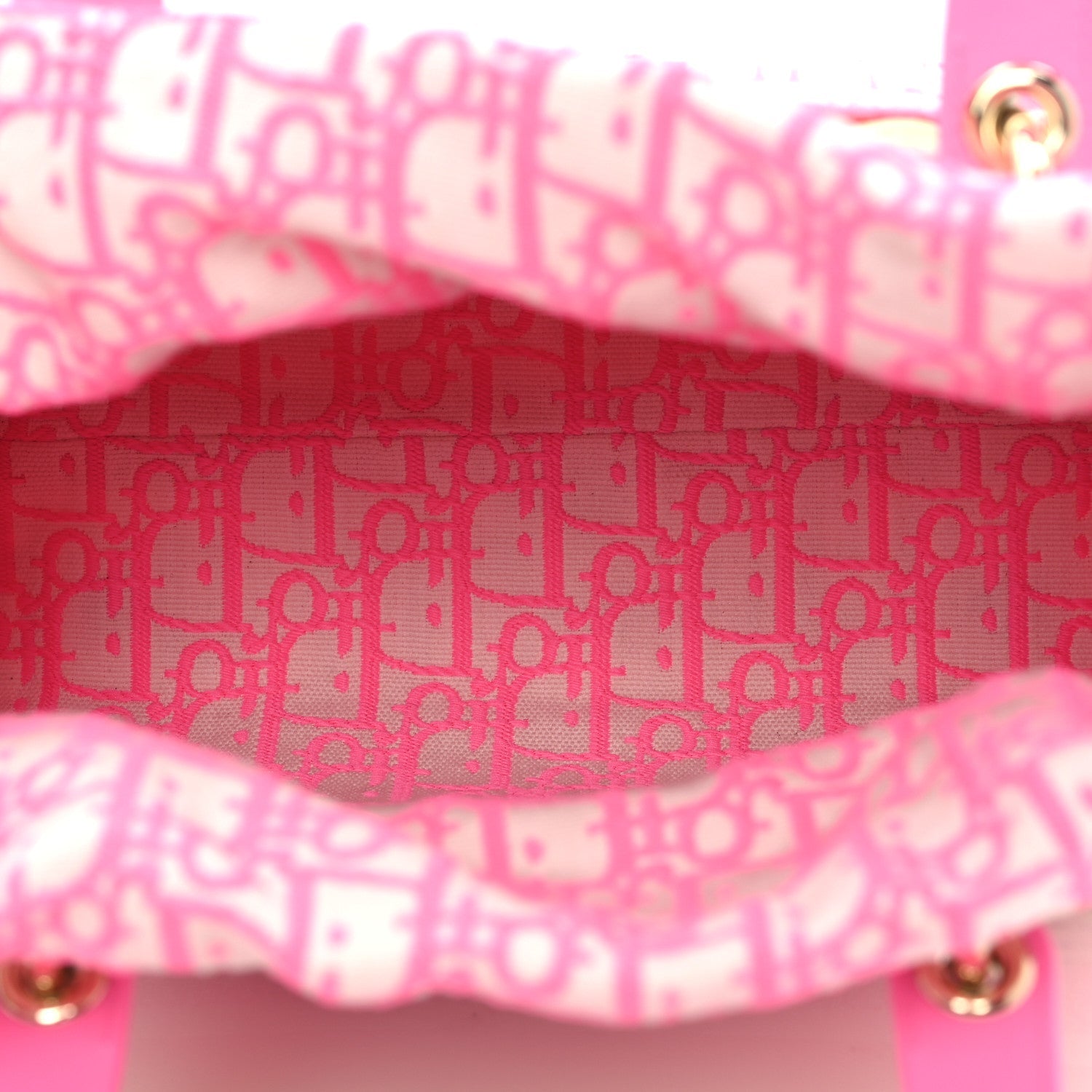 Wicker Oblique Medium Lady Dior Bag Fluorescent Pink