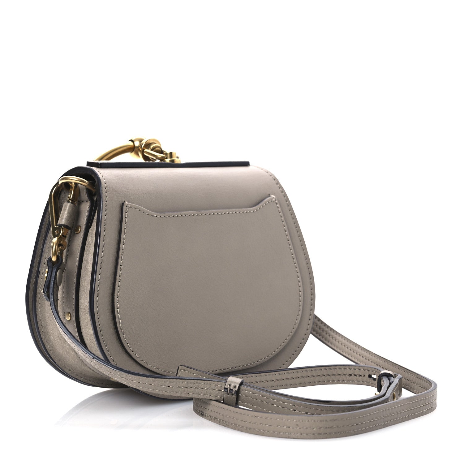 Calfskin Suede Small Nile Bracelet Bag Motty Grey